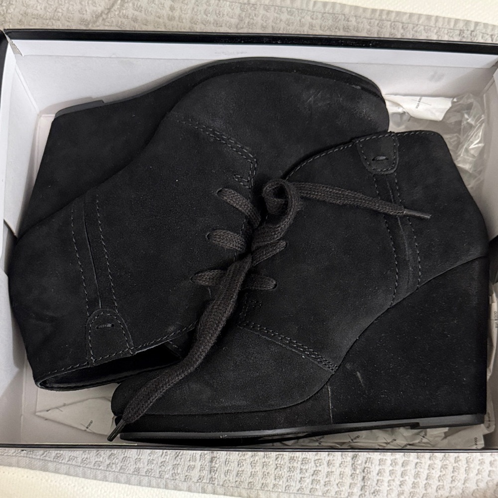Dolce Vita Black Lace Up Wedge Boots